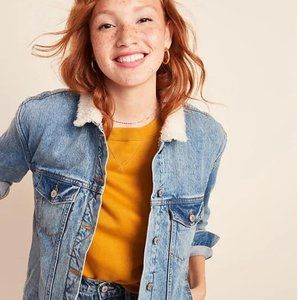 NWOT OLD NAVY Sherpa-Lined Women’s Jean Jacket - M